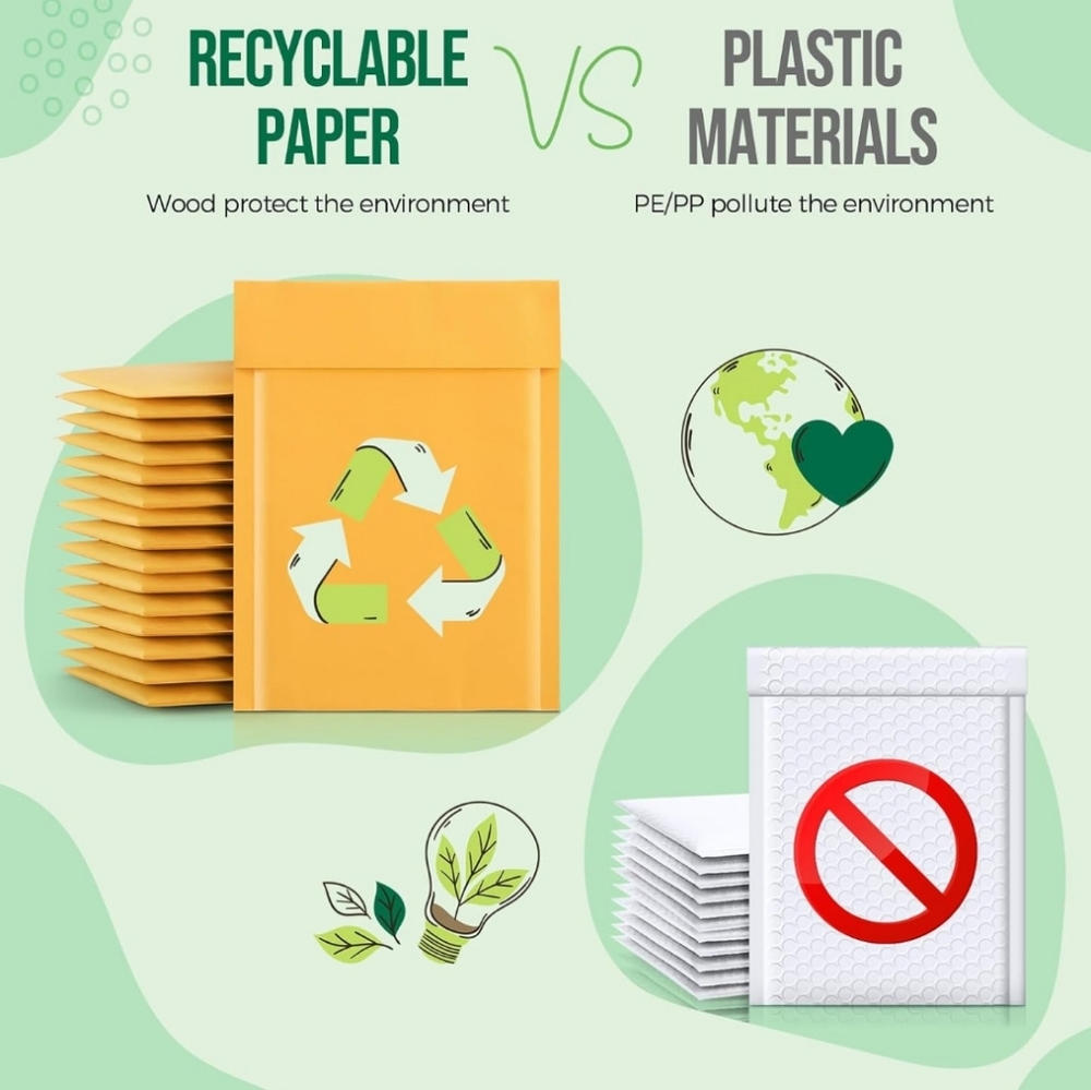 Eco-Friendly Bubble Mailers 100 Pack 6×9 - Picture 3 of 3